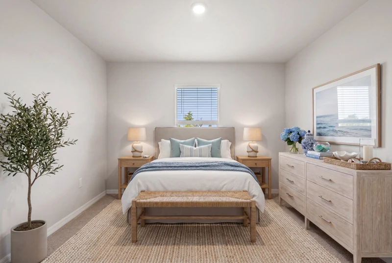 Virtually staged guest bedroom