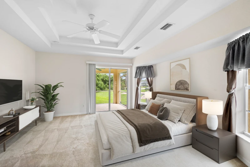 Virtually staged primary bedroom