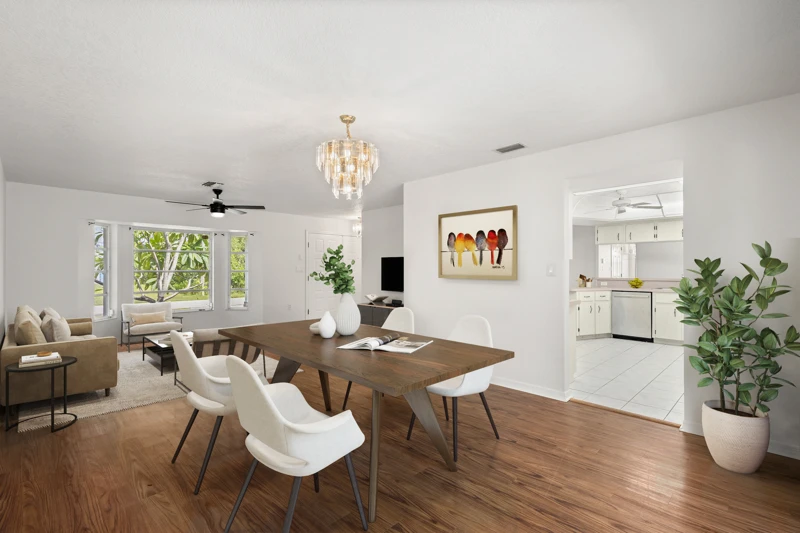 Virtually staged dining & living